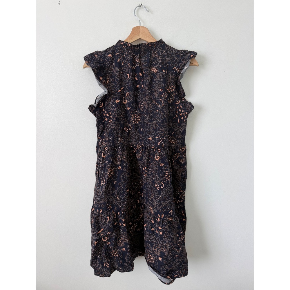 Time and Tru Flutter Sleeve Cotton Mini Dress Paisley Dark Navy Women's Medium - Picture 4 of 4